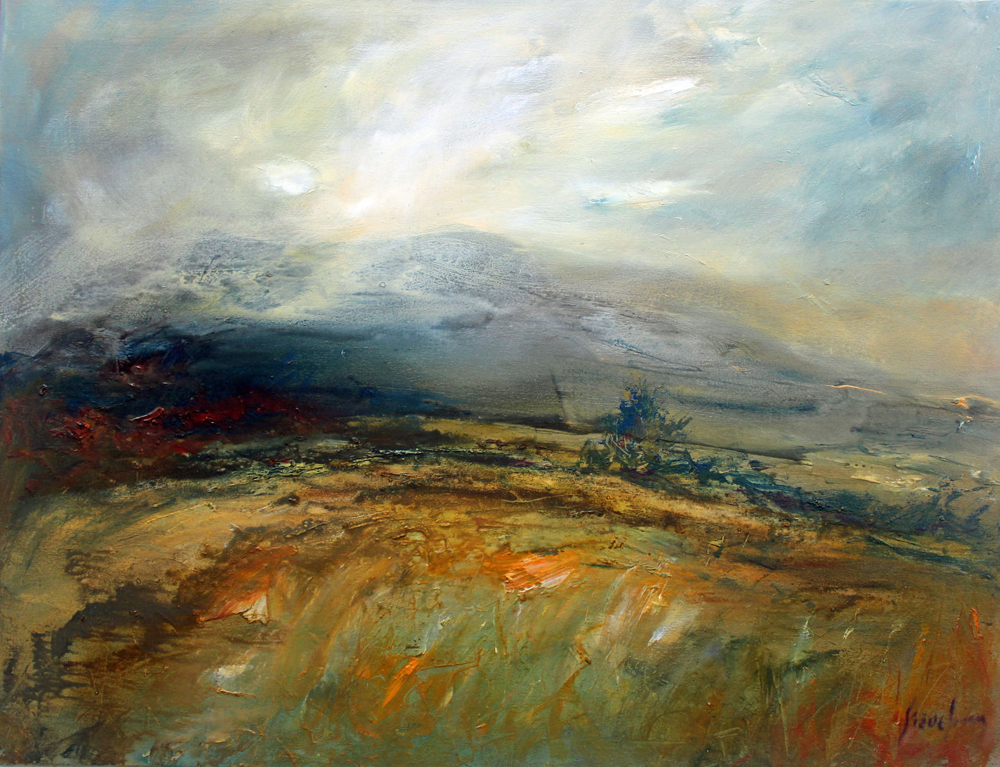 Framed Canvas Giclée Art Print by Steve Slimm - Rough Tor: A Tranquil Afternoon