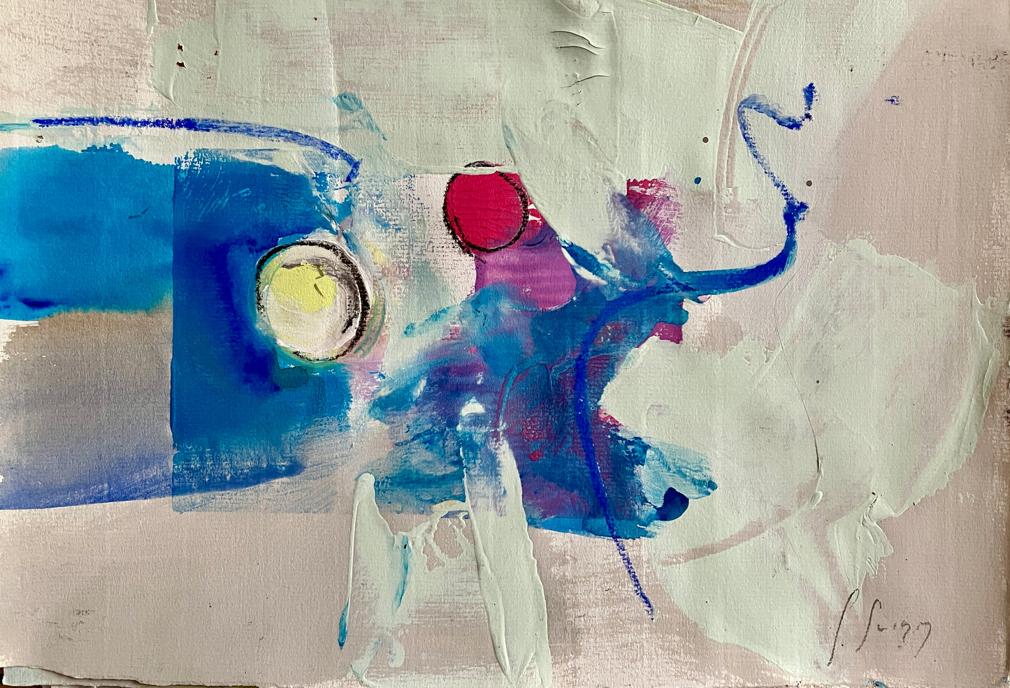 Red Sun Yellow Sun - Original Mixed-Media Painting by Steve Slimm - Steve Slimm Online Gallery