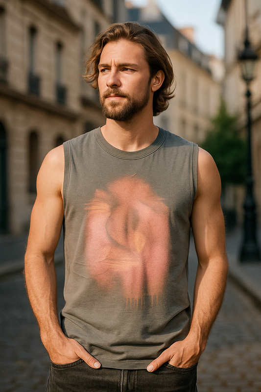 Unisex Pure Heavy Cotton Hand-Crafted Customised Sleeveless T-shirt - Large