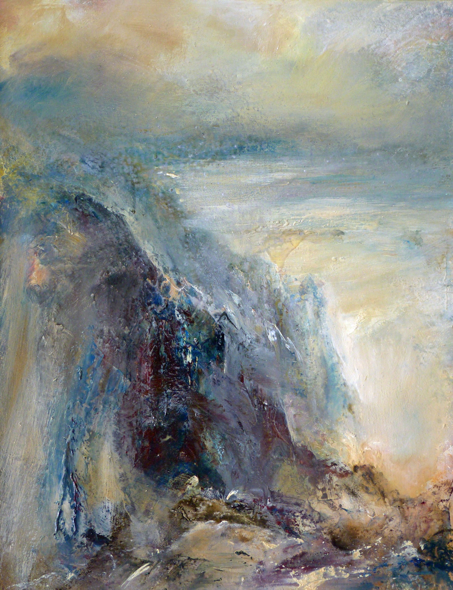 Framed Canvas Giclée Art Print by Steve Slimm - Cliffs At Wheal Coates