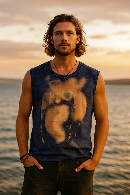 Original Art Pure Summerweight Cotton Hand-Crafted Sleeveless Reversible T-shirt - Medium