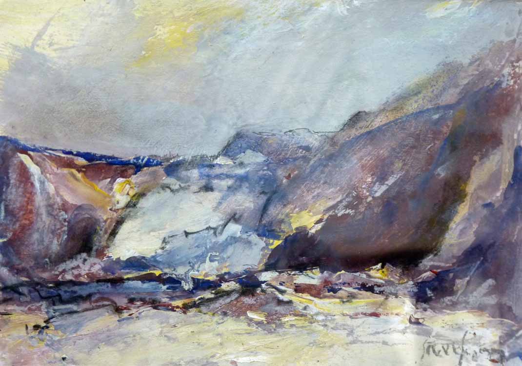 Beneath Godrevy Cliff - Original Mixed-media Painting by Steve Slimm - Artist Steve Slimm - Online Gallery