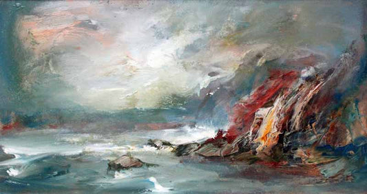 Rough Sea Chilly Day - Original Oil Painting by Steve Slimm